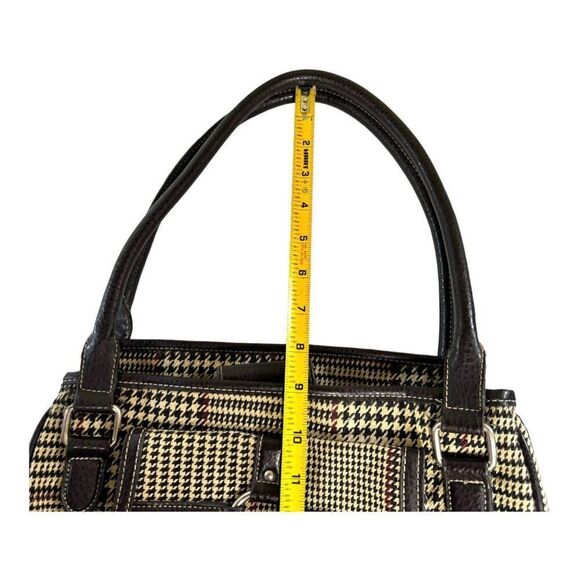 Chaps Houndstooth Handbag Vintage Purse Shoulder Bag With Leather Accents 12 X7 - Picture 6 of 9
